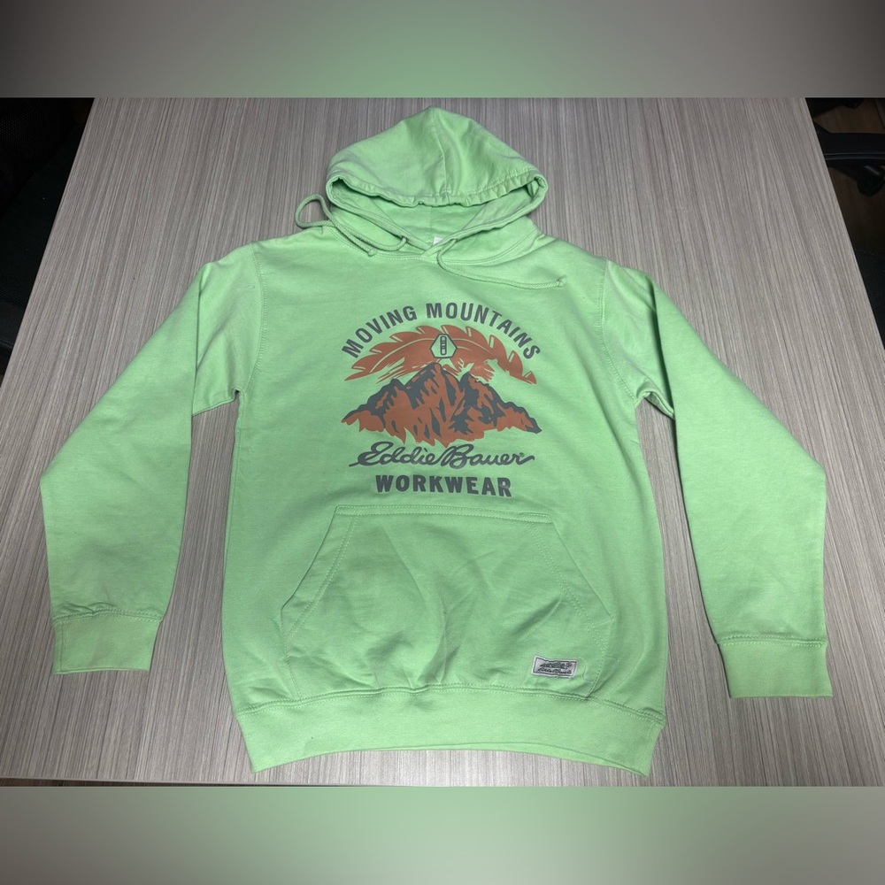 Eddie Bauer Workwear Hoodie Men’s Small Mint Green Mountain Pullover Sweatshirt
